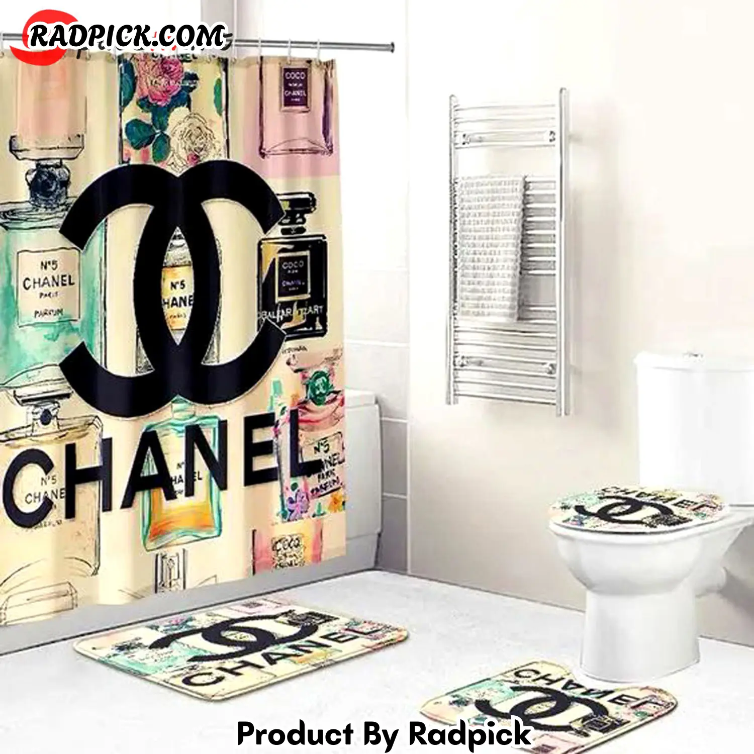 Chanel perfume bathroom set hot luxury shower curtain bath rug mat home decor 273 bathroom accessory sets rp3871177.png